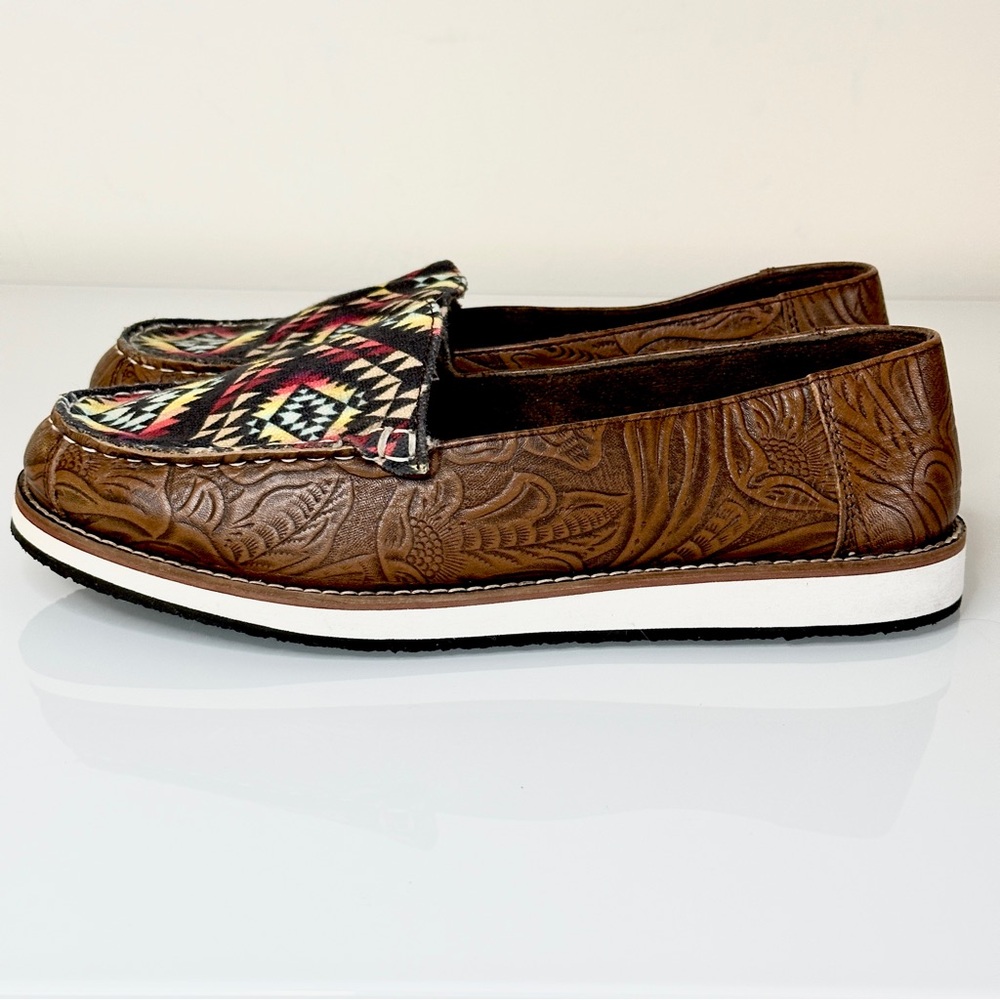 Myra Bag Moc Toe Leather + Canvas Shoes 9 Western - Picture 4 of 9